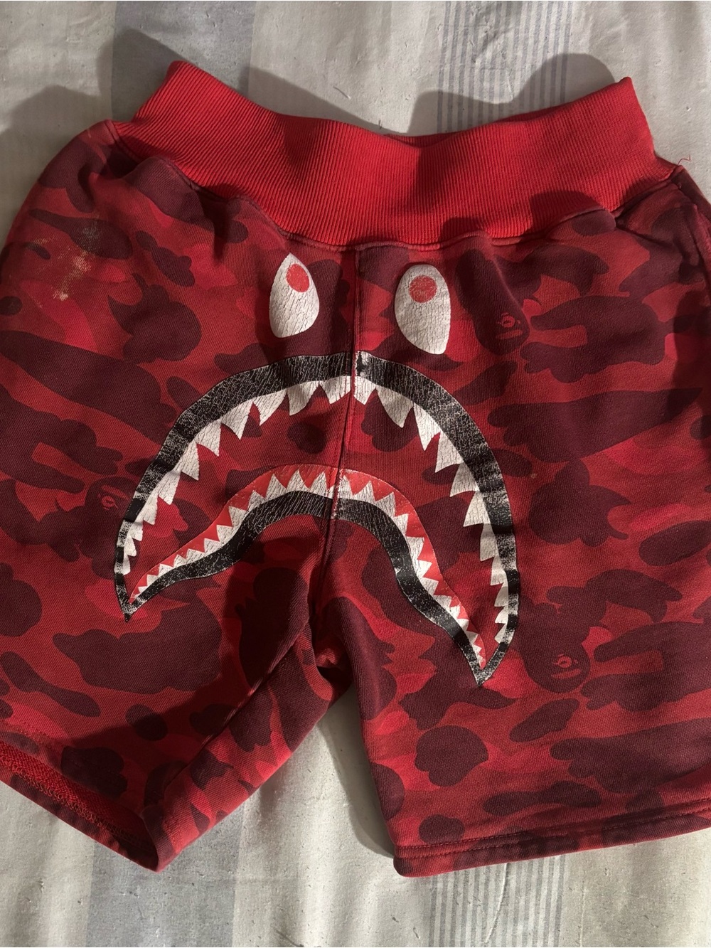 Bape Red Camo Shark Shorts